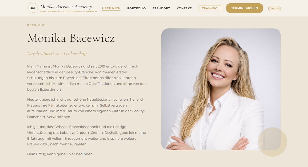 Screenshot of the Monika Bacewicz Academy website